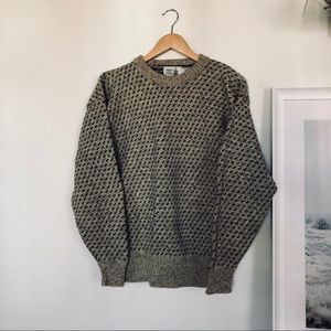 Cozy Knit Crew Neck Sweater - Tan and Black